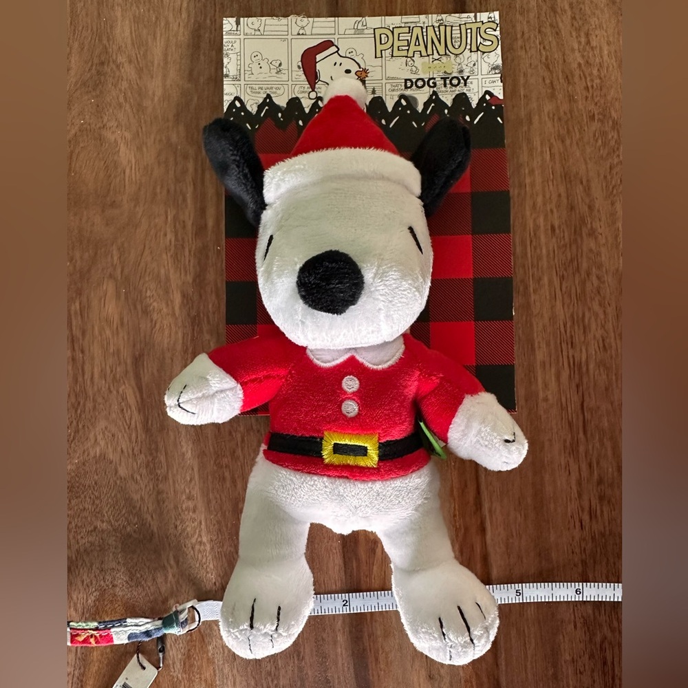 Peanuts Festive Snoopy Plush Dog Toy in Red and White
